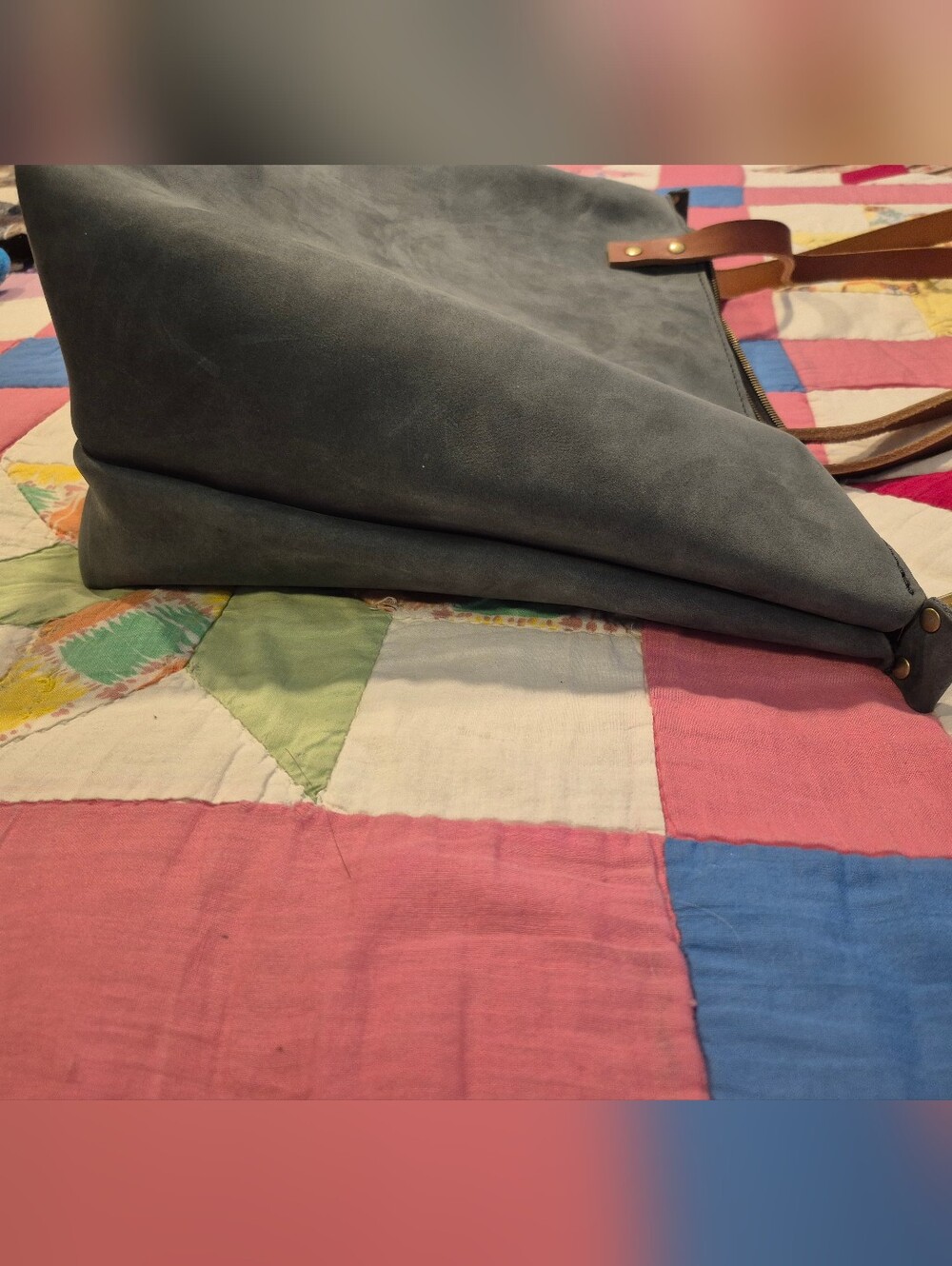 Portland Leather Almost Perfect Large Zip Tote -Storm - Picture 3 of 7
